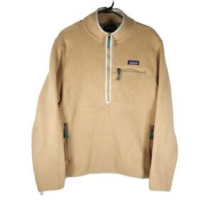 Patagonia Women's Retro Pile Marsupial Large Brown 1/2 Zip Fleece Pullover